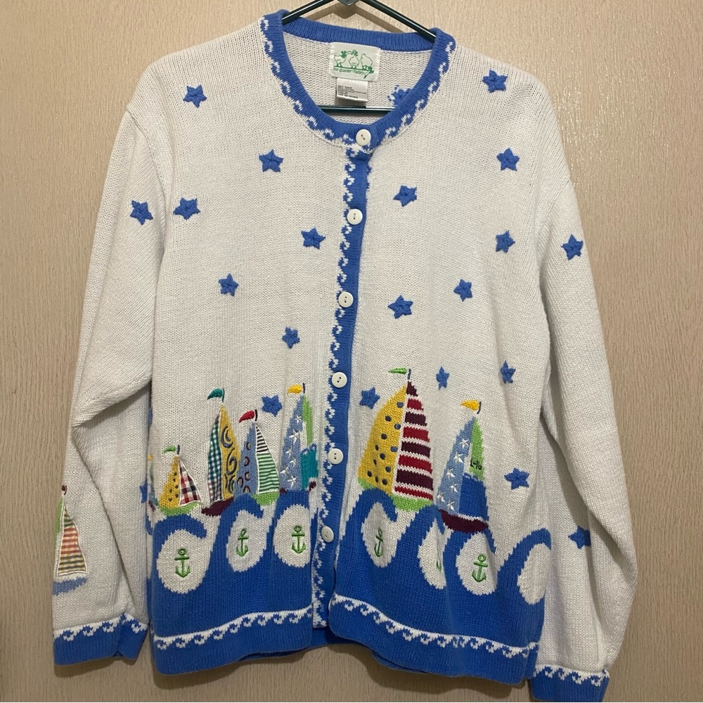 Sailboat Star Sweater - The Quaker Factory - Size L